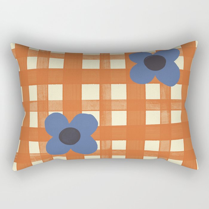 Red floral check pattern Rectangular Pillow Gallery Image 2
