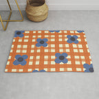 Red floral check pattern Rug Gallery Image 1