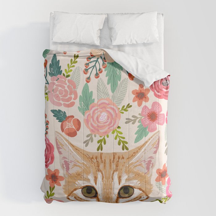 Tabby Cat florals cute spring garden kitten orange tabby cat lady funny girly cat art pet gifts  Comforter Gallery Image 6