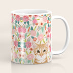 Tabby Cat florals cute spring garden kitten orange tabby cat lady funny girly cat art pet gifts  Coffee Mug Gallery Image 1