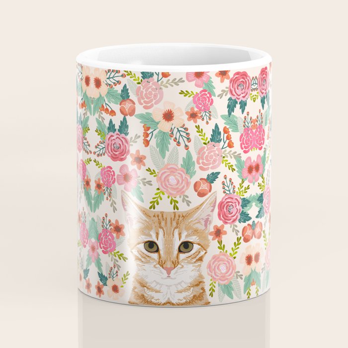 Tabby Cat florals cute spring garden kitten orange tabby cat lady funny girly cat art pet gifts  Coffee Mug Gallery Image 4