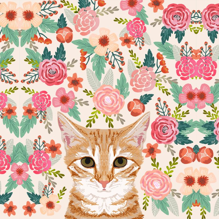 Tabby Cat florals cute spring garden kitten orange tabby cat lady funny girly cat art pet gifts  Coffee Mug Gallery Image 2
