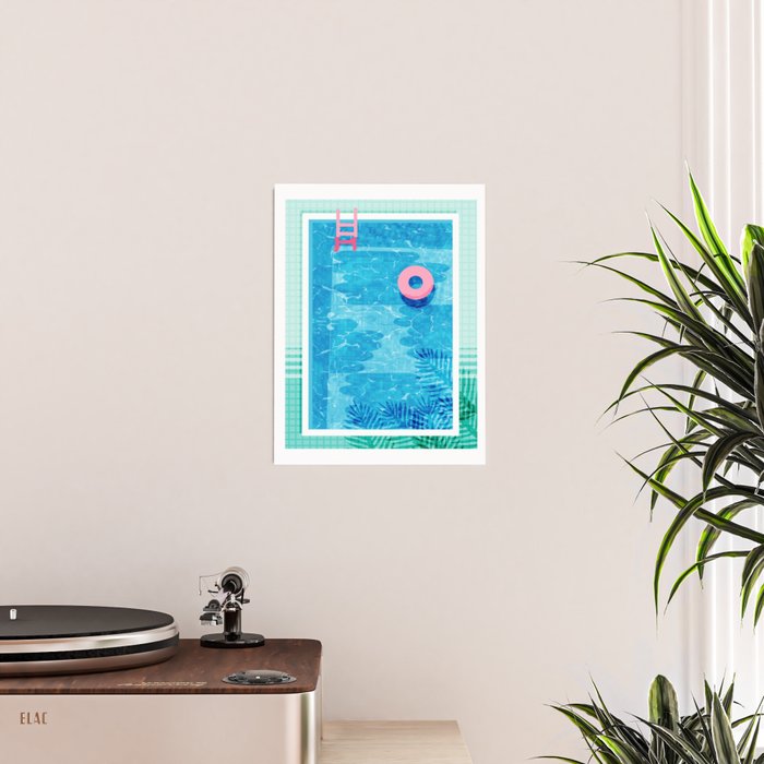 Chillin' - poolside palm springs vacation resort tropical swim swimming retro neon throwback 1980s Poster Gallery Image 2