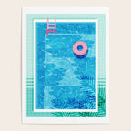 Chillin' - poolside palm springs vacation resort tropical swim swimming retro neon throwback 1980s Poster Gallery Image 4