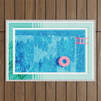Chillin' - poolside palm springs vacation resort tropical swim swimming retro neon throwback 1980s Outdoor Rug Gallery Image 1
