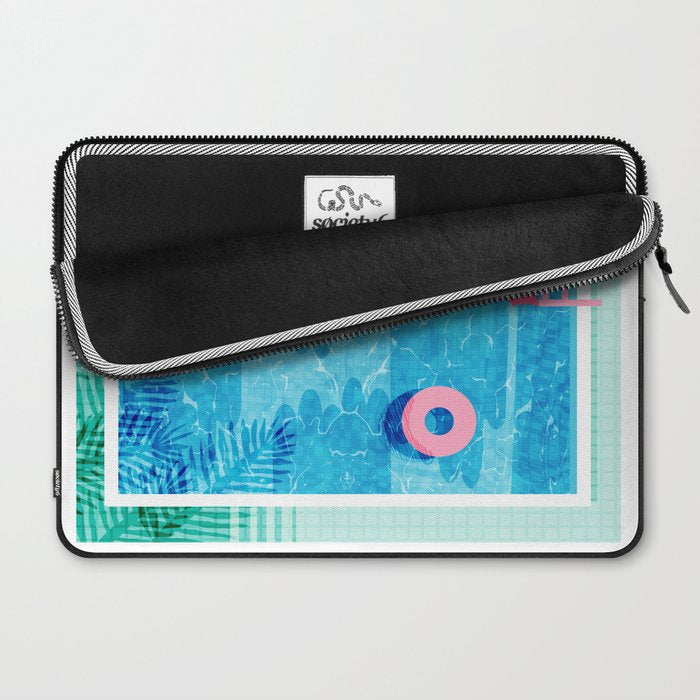 Chillin' - poolside palm springs vacation resort tropical swim swimming retro neon throwback 1980s Laptop Sleeve Gallery Image 2