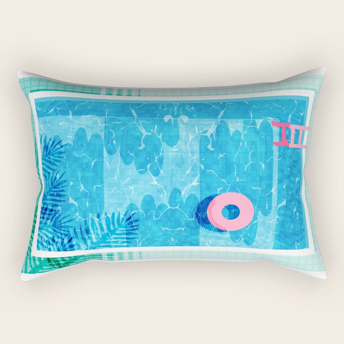 Chillin' - poolside palm springs vacation resort tropical swim swimming retro neon throwback 1980s Rectangular Pillow Gallery Image 2