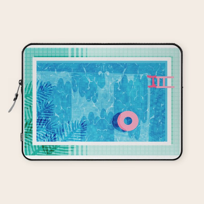 Chillin' - poolside palm springs vacation resort tropical swim swimming retro neon throwback 1980s Laptop Sleeve Gallery Image 1