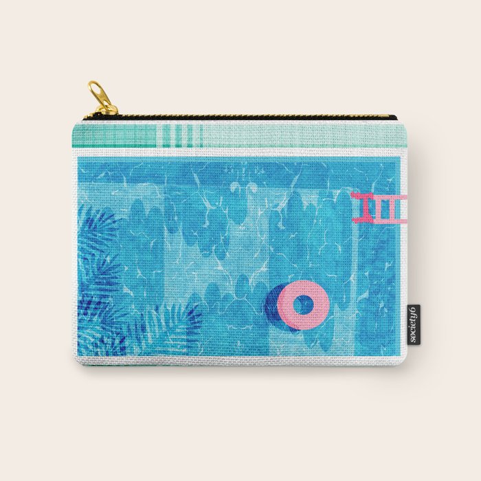 Chillin' - poolside palm springs vacation resort tropical swim swimming retro neon throwback 1980s Carry All Pouch Gallery Image 1