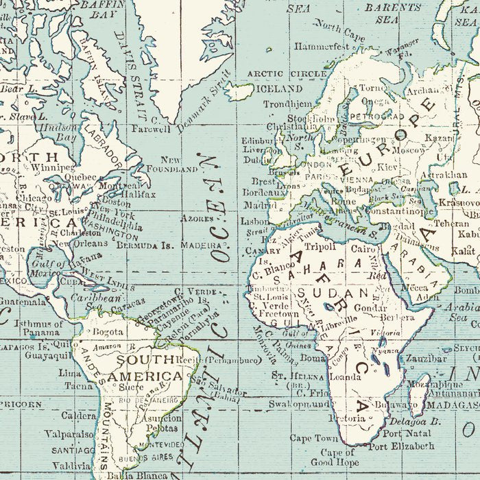 World Map in Blue and Cream Coffee Mug Gallery Image 2