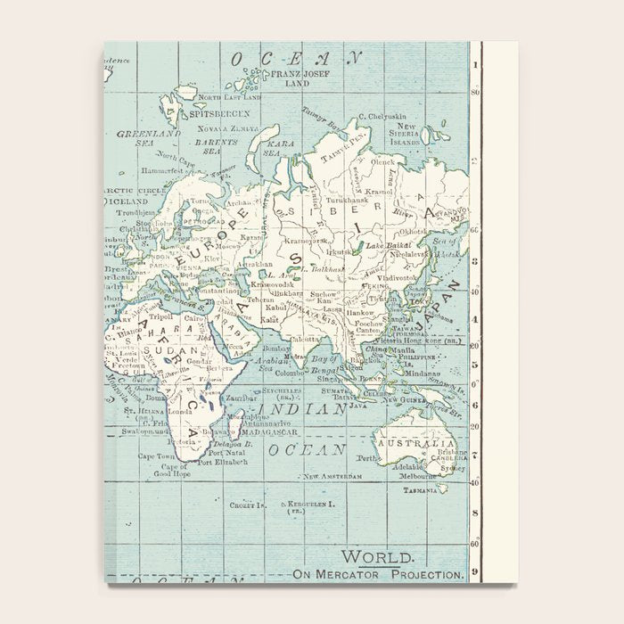 World Map in Blue and Cream Notebook Gallery Image 4