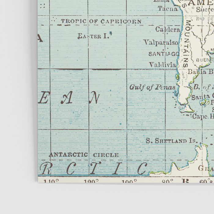 World Map in Blue and Cream Poster Gallery Image 3