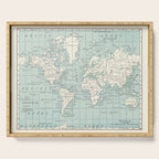 World Map in Blue and Cream Serving Tray Gallery Image 1