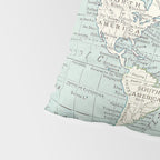 World Map in Blue and Cream Pillow Sham Gallery Image 4