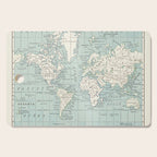 World Map in Blue and Cream Cutting Board Gallery Image 1