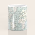 World Map in Blue and Cream Coffee Mug Gallery Image 4