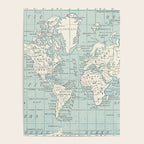 World Map in Blue and Cream Poster Gallery Image 4