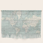 World Map in Blue and Cream Wall Hanging Gallery Image 1