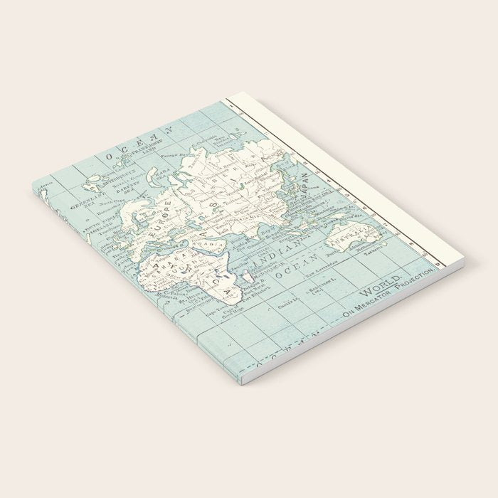 World Map in Blue and Cream Notebook Gallery Image 1