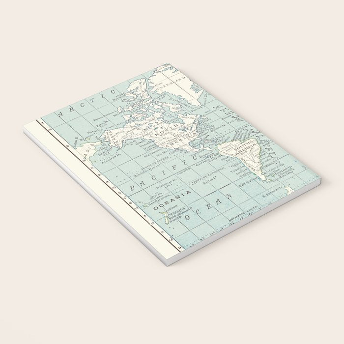 World Map in Blue and Cream Notebook Gallery Image 3