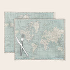 World Map in Blue and Cream Placemat Gallery Image 1