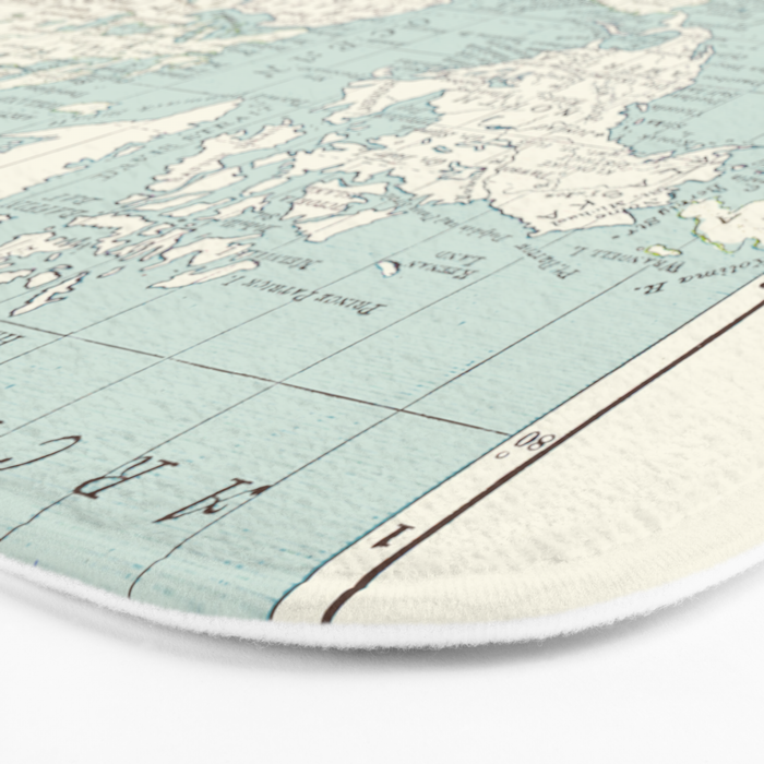 World Map in Blue and Cream Bath Mat Gallery Image 3