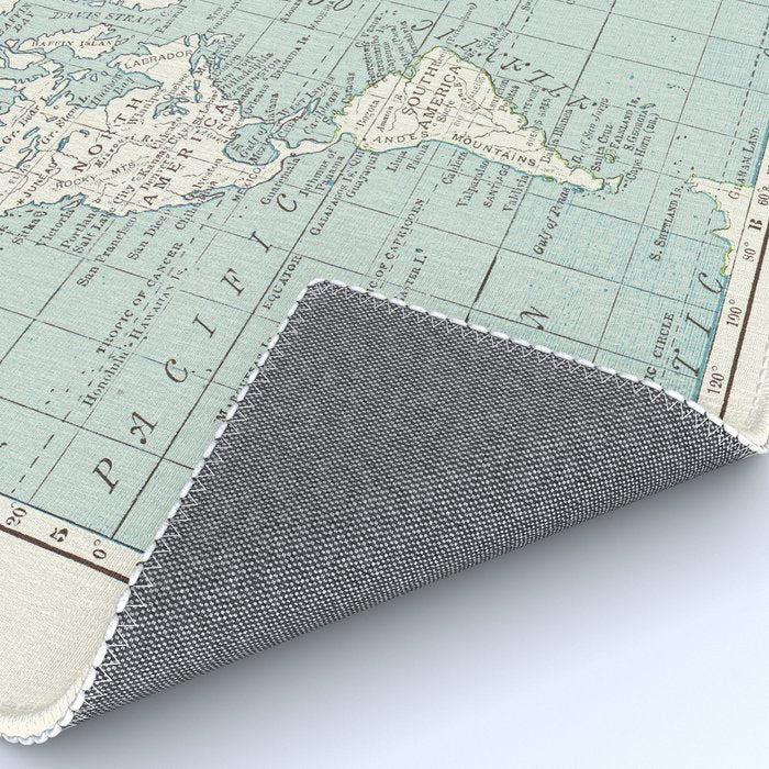 World Map in Blue and Cream Rug Gallery Image 4
