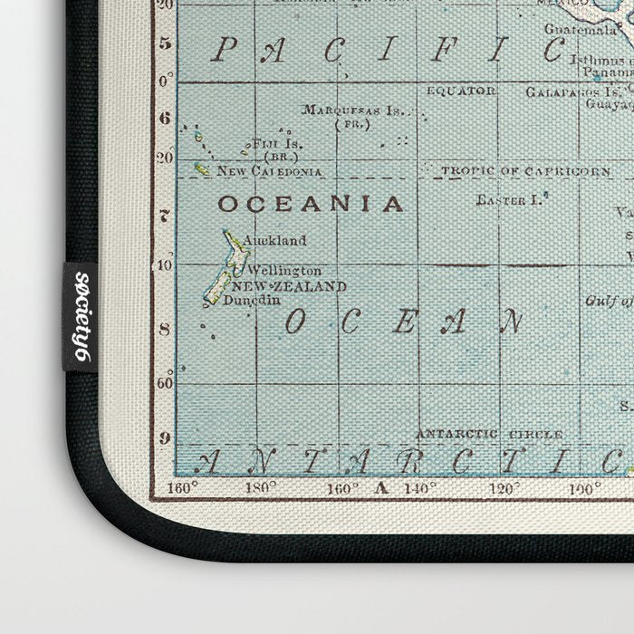 World Map in Blue and Cream Laptop Sleeve Gallery Image 3