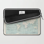 World Map in Blue and Cream Laptop Sleeve Gallery Image 2