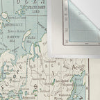 World Map in Blue and Cream Wall Tapestry Gallery Image 3