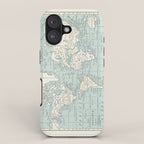 World Map in Blue and Cream iPhone Case Gallery Image 1