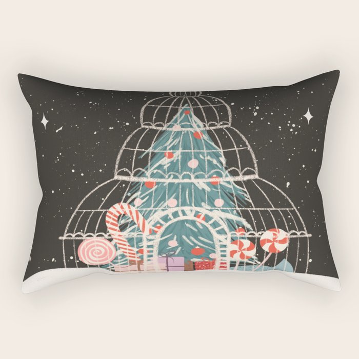 Enchanted Winter Glasshouse Filled with Festive Delights Rectangular Pillow Gallery Image 2