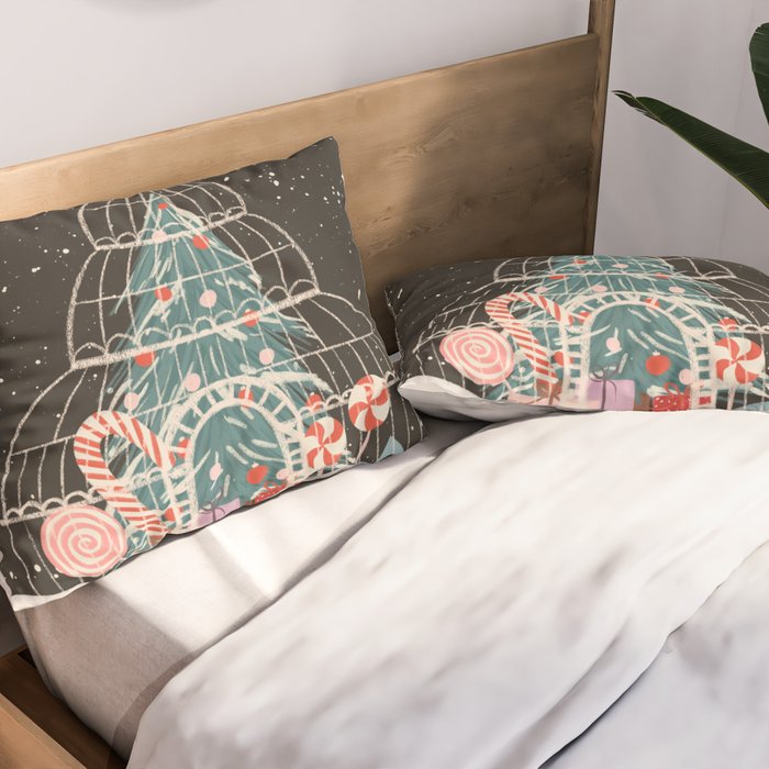 Enchanted Winter Glasshouse Filled with Festive Delights Pillow Sham Gallery Image 2