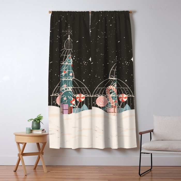 Enchanted Winter Glasshouse Filled with Festive Delights Window Curtain Gallery Image 1
