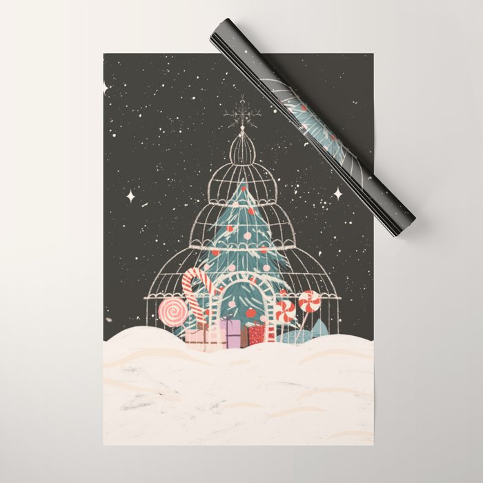 Enchanted Winter Glasshouse Filled with Festive Delights Wrapping Paper Gallery Image 1