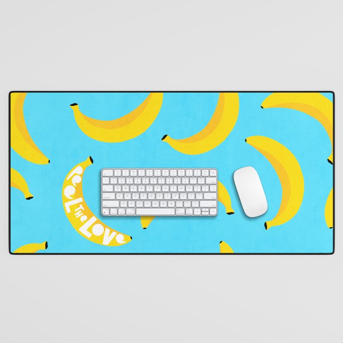 Big fruit Banana with 'Peel the love' typographic pun Desk Mat Gallery Image 1