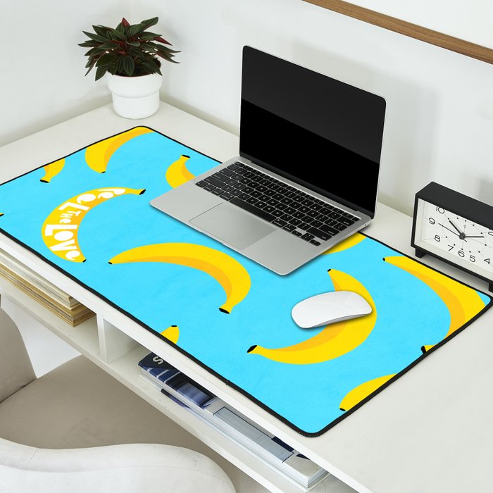 Big fruit Banana with 'Peel the love' typographic pun Desk Mat Gallery Image 2