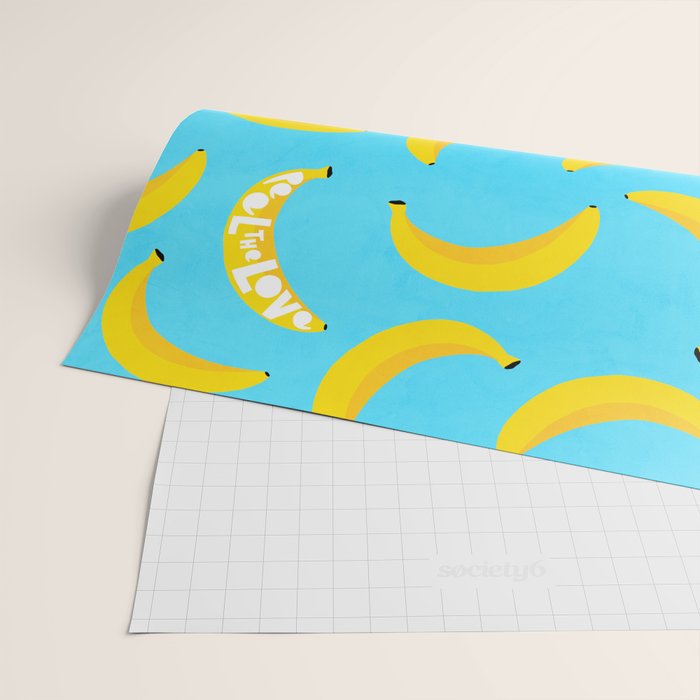 Big fruit Banana with 'Peel the love' typographic pun Wrapping Paper Gallery Image 2