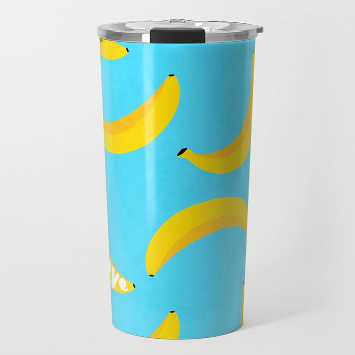 Big fruit Banana with 'Peel the love' typographic pun Travel Mug Gallery Image 1