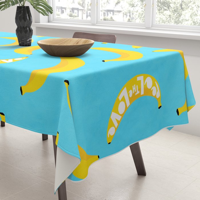 Big fruit Banana with 'Peel the love' typographic pun Tablecloth Gallery Image 3