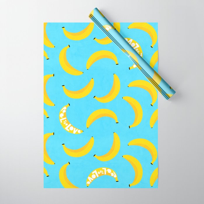 Big fruit Banana with 'Peel the love' typographic pun Wrapping Paper Gallery Image 1