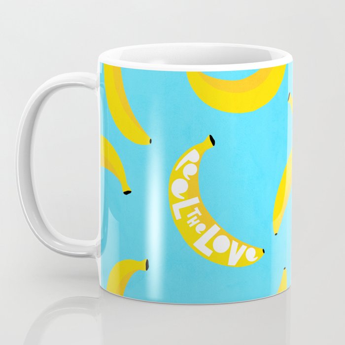 Big fruit Banana with 'Peel the love' typographic pun Coffee Mug Gallery Image 3