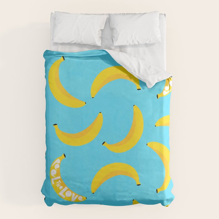 Big fruit Banana with 'Peel the love' typographic pun Duvet Cover Gallery Image 1