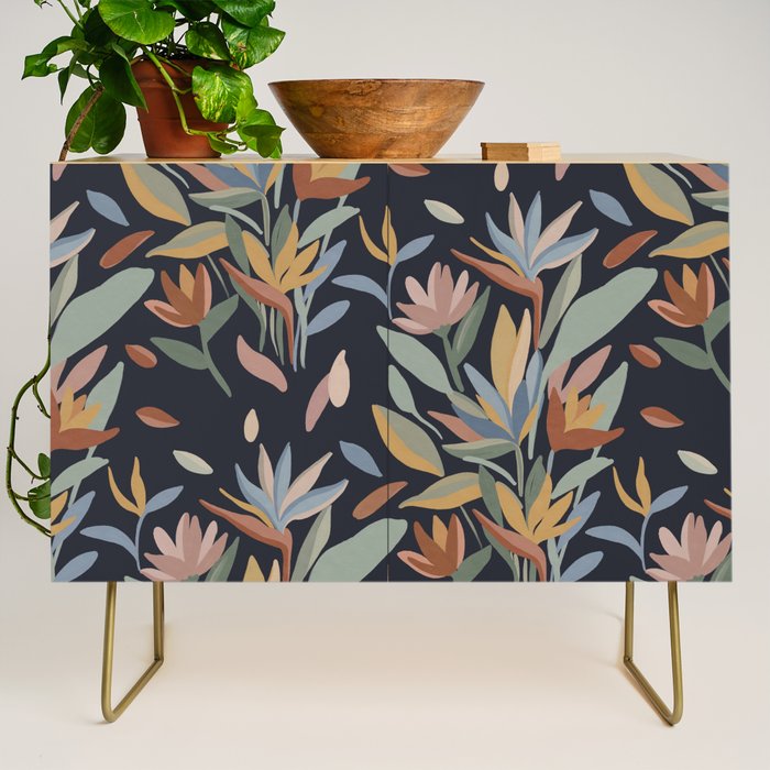 Hand Painted Floral Garden Night Credenza Gallery Image 1