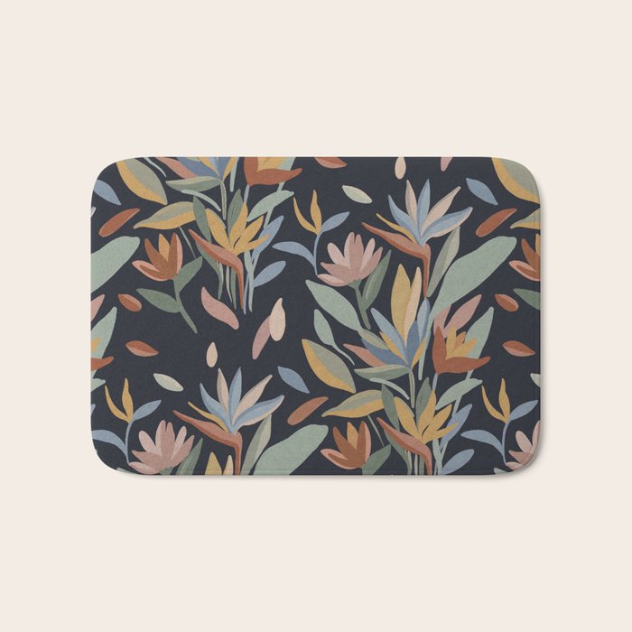 Hand Painted Floral Garden Night Bath Mat Gallery Image 1