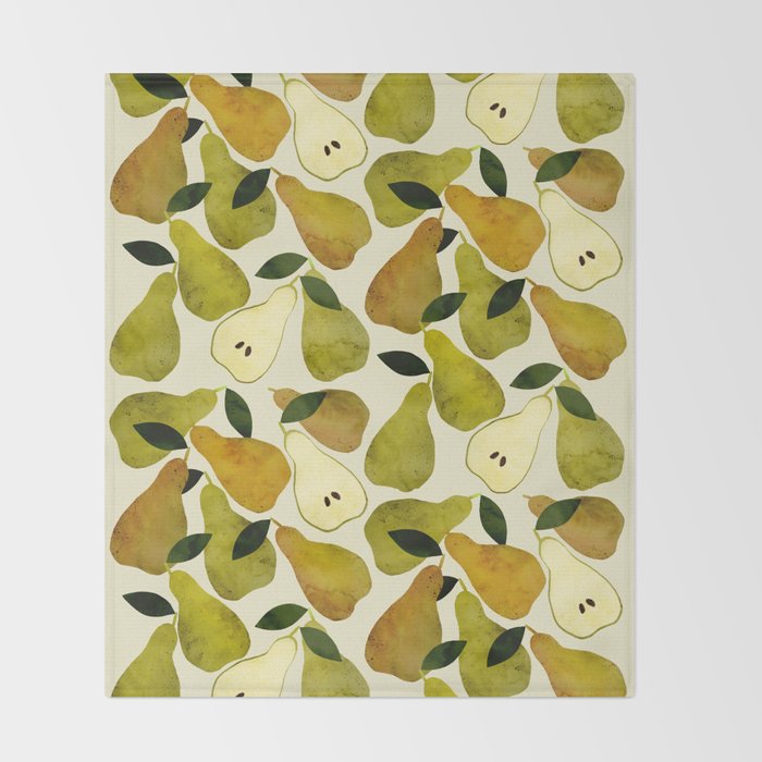 mediterranean pears watercolor Throw Blanket Gallery Image 2