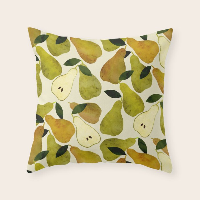 mediterranean pears watercolor Throw Pillow Gallery Image 6
