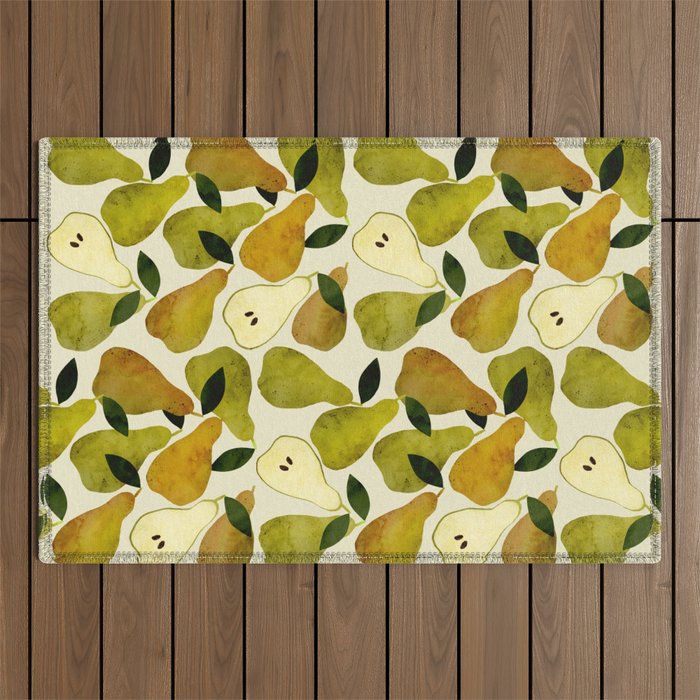 mediterranean pears watercolor Outdoor Rug Gallery Image 1