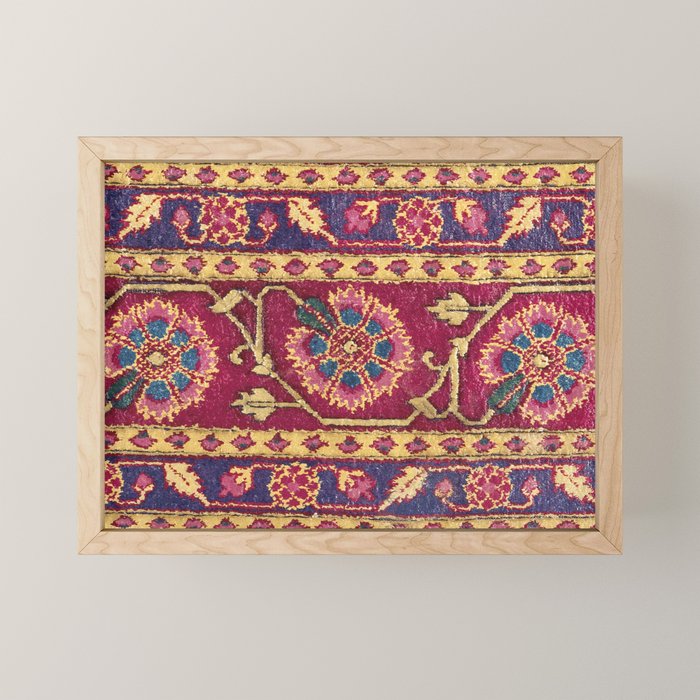 Mughal North Indian Late 17th Century Silk Carpet Print Mini Art Print Gallery Image 1