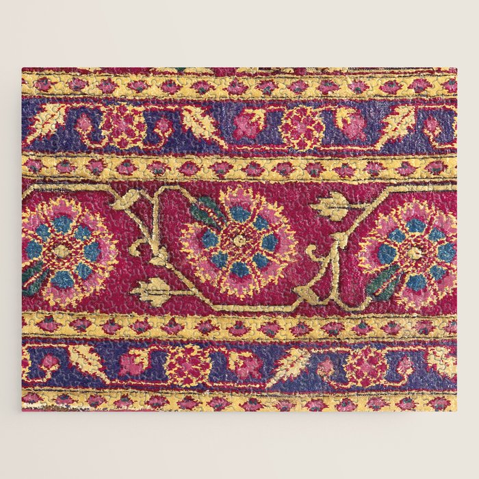 Mughal North Indian Late 17th Century Silk Carpet Print Jigsaw Puzzle Gallery Image 1